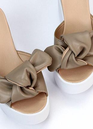 Супер стильные кожаные женские шлепанцы с бантами "fanni" в наличии и под отшив💙💛🏆