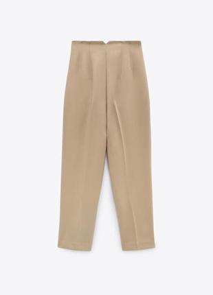 Бежевые брюки,штаны с высокой посадкой из новой коллекции zara размер s,m,l4 фото