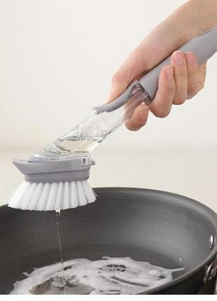 Щетка для чистки посуды универсальная decontamination wok brush, серая в коробке1 фото