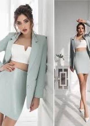 Женский стильный мятного цвета пиджак размер 448 фото