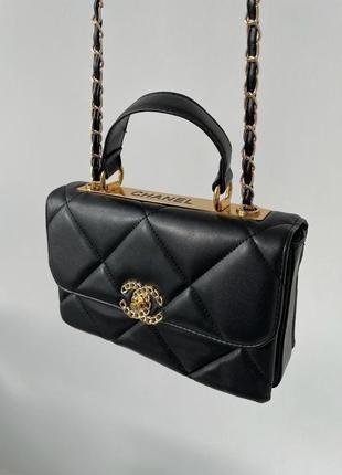 Сумка в стиле chanel classic black/gold