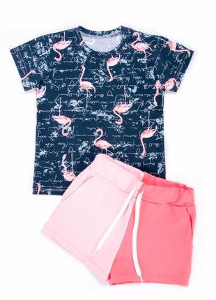 Летний комплект футболка и шорты, качественный стильный набор, комплект летний футболка и шорты для девчонки3 фото