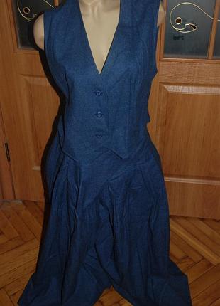 Вовняний костюм, спідниця-штани+жилетка. вінтаж. ручна робота,ексклюзив.