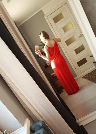 Длинное шифоновое платье комбинация красная ❤️9 фото