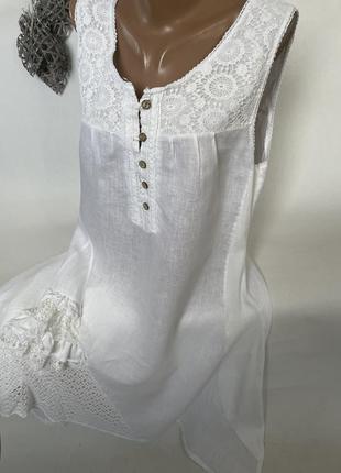 Воздушное белое платье италия лён 100%3 фото