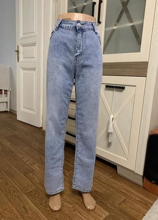 Moon girl классические прямые джинсы светлые женские2 фото