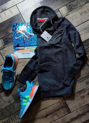 Чоловіча бавовняна брендова кофта pierre cardin з високим воротом з колекція future flex в сірому кольорі розмір xl
