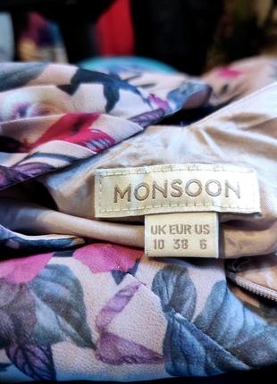 Шифонова сукня міді з квітковим принтом monsoon, красивое платье миди с цветочным принтом10 фото