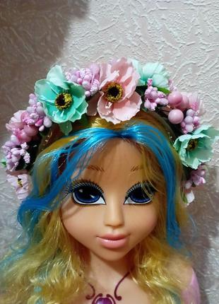 Шикарный объемный ободок, венчик с маками