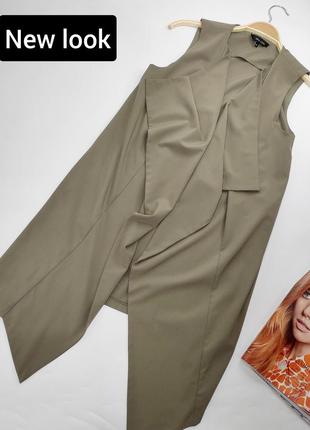 Кардиган блейзер жіночий хакі асимітричного вільного крою від бренду new look 10