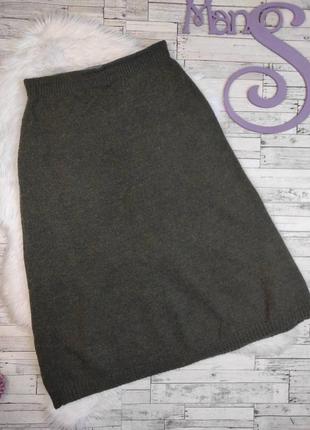 Женская теплая юбка benetton миди цвет хаки с карманами пояс резинка размер 44 s4 фото