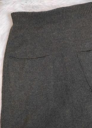 Женская теплая юбка benetton миди цвет хаки с карманами пояс резинка размер 44 s2 фото