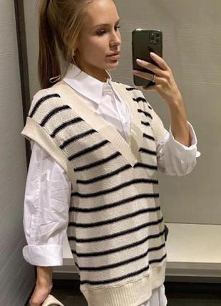 Жилет пуловер светр у смужку zara