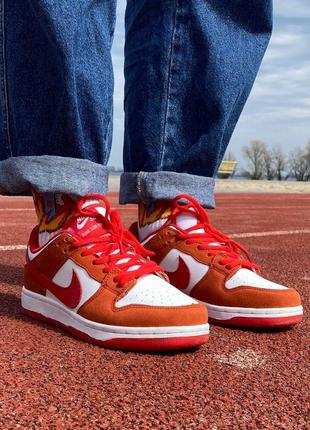 Кроссовки nike sb dunk low white orange2 фото