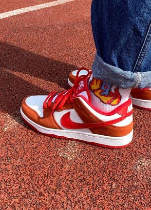 Кроссовки nike sb dunk low white orange4 фото