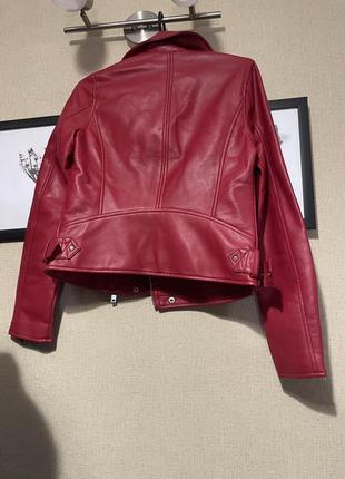 Червона косуха, шкіряна куртка5 фото