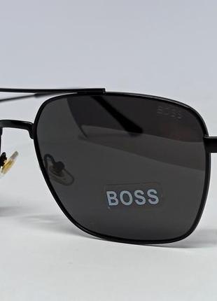 Брендовые мужские солнцезащитные черные поляризированые в черном металле