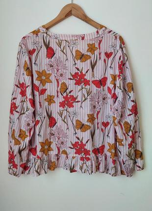 Рубашка большой размер, блуза в цветах и бабочках5 фото