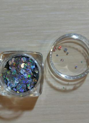 Конфетти для ногтей beauty sky серебро голографик 2612