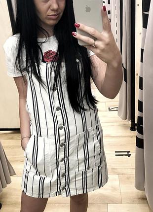 Комбінезон джинсовий сарафан в смужку bershka