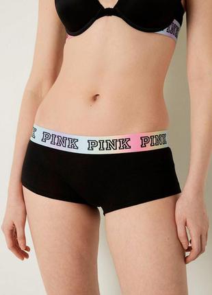 Трусики шортики черные хлопковые оригиналы victoria’s secret pink