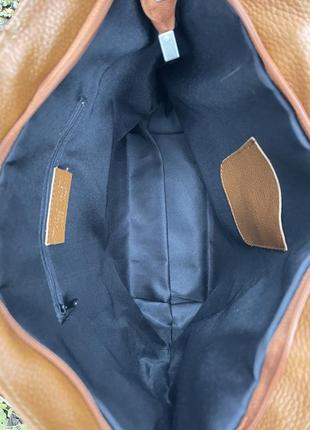 Кожаная карамельная сумка-шоппер на молнии, италия8 фото