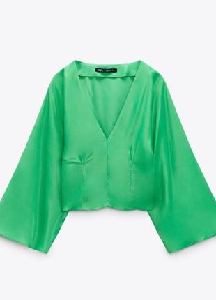 Зеленая блуза зара zara