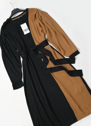 Нове двоколірне плаття з поясом zara2 фото