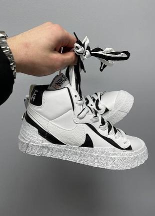 Кросівки жіночі nike blazer mid x sacai ‘white black’