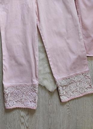 Розовые джинсы прямые широкие стрейч хлопок вышивкой высокая талия посадка батал3 фото