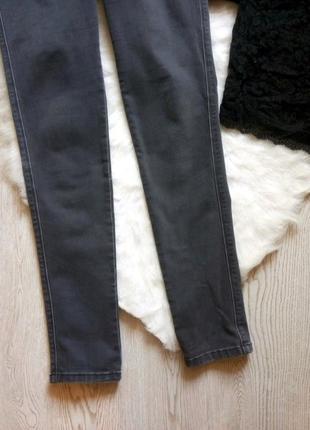 Сірі темні джинси скіні джегінси на гумці висока талія посадка укорочені кроп next4 фото