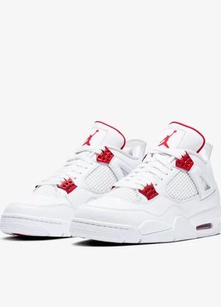 Кроссовки мужские, женские nike air jordan 4 retro белые / красные (найк аир джордан, ретро)