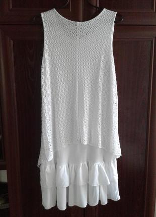 Біле плаття без рукавів з імітацією в'язаної жилетки італія нюанс2 фото