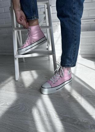 Высокие розовые кеды converse7 фото