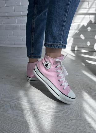 Высокие розовые кеды converse10 фото