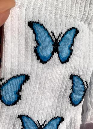 Высокие носки носки из хелоу котти стэчем бабочками5 фото