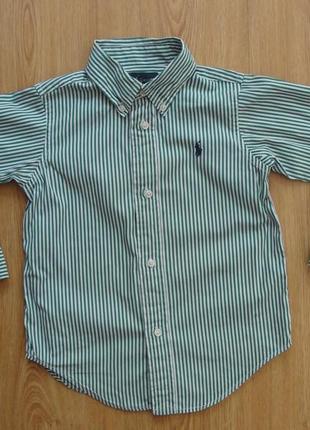 Брендовая рубашка ralph lauren 2-3 года в вертикальную полоску оригинал