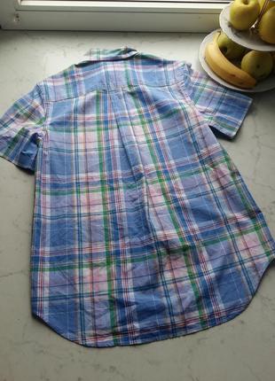 Клетчатая яркая рубашка с коротким рукавом шведка ralph lauren на 14-16 лет2 фото