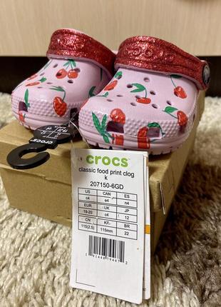 Crocs print cherry 🍒 (шлепанцы / сабо / тапочки на девочку, размер 19-20)2 фото