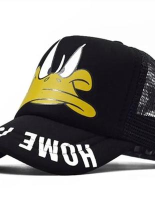 Дитяча кепка тракер качка (кучені історії, дональд дак, даффі дак) із сіточкою чорна, унісекс wuke one size
