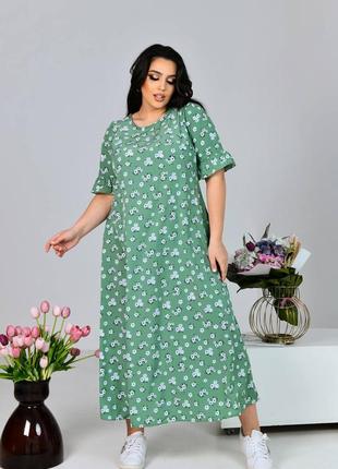 Женское длинное платье свободного кроя, батал 50-64 размер7 фото