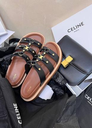 Шлепанцы женские кожаные брендовые в стиле celine2 фото