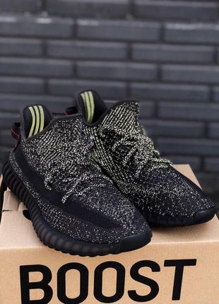 Полностью рефлективные кроссовки adidas yeezy в черном цвете (весна-лето-осень)😍