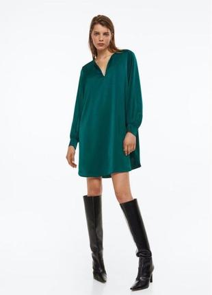 H&m стильное сатиновое платье большого размера