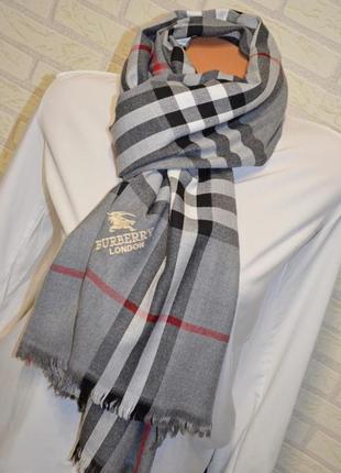 Сірий палантин шарф жіночий в стилі burberry барбері2 фото