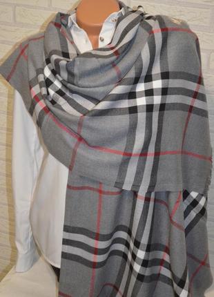 Сірий палантин шарф жіночий в стилі burberry барбері3 фото