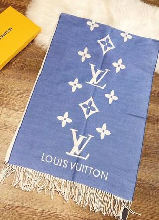 Палантин шарф платок в стиле louis vuitton луи витон голубой