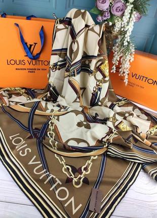 Шелковый платок в стиле louis vuitton луи витон 140*140