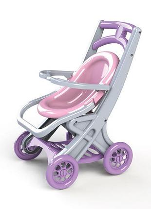 Коляска для кукол с шезлонгом doloni toys 0122/04 серо-розовая топ