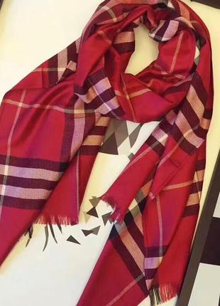 Палантин шарф в стиле вurberry (барбери) красный2 фото